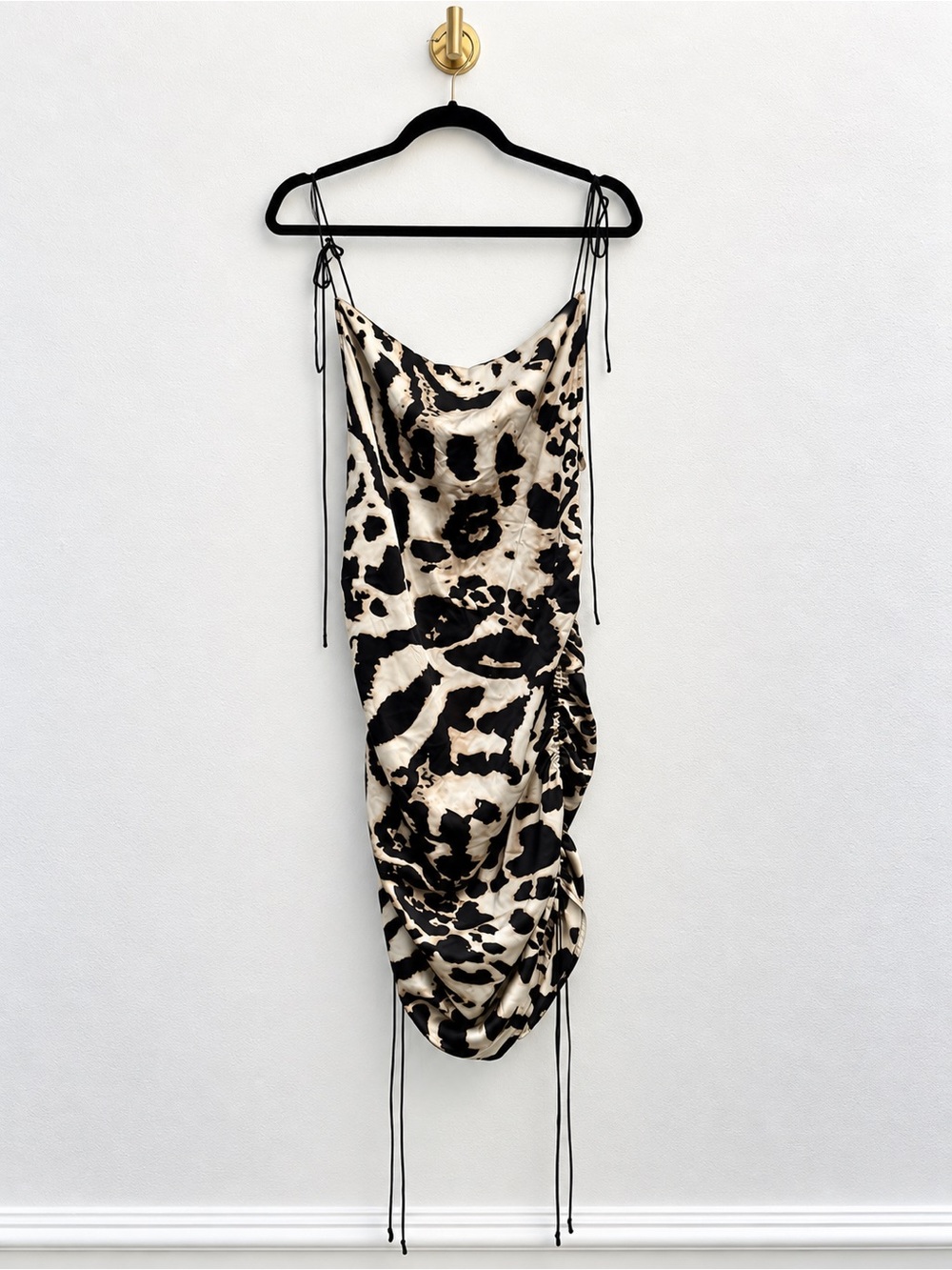 Fashion Nova Leopard-Print Cowl Midi Dress - Black & Cream